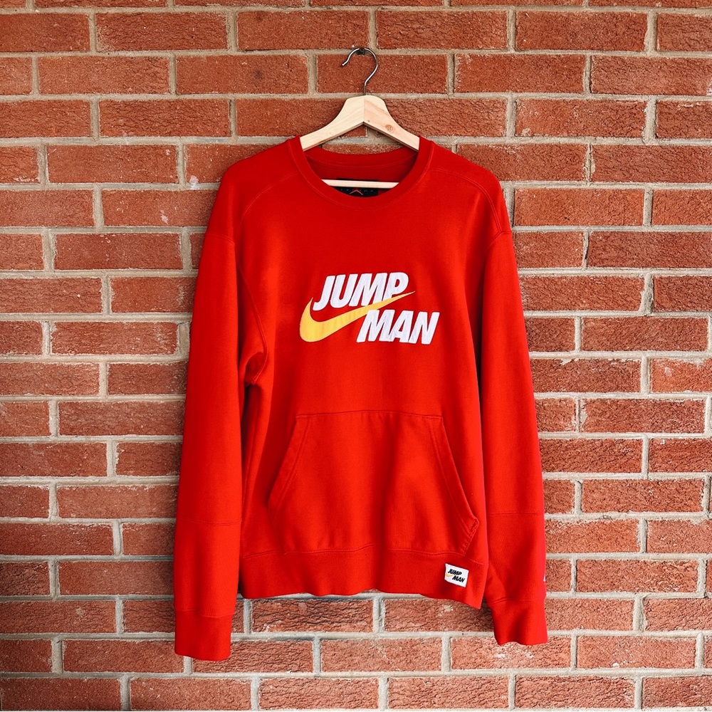 Red Embroidered Nike Jordan Jump Man Sweatshirt Crewneck